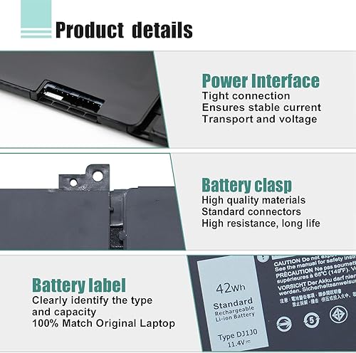 Miniatura 3 de BOWEIRUI DJ1J0 PGFX4 - Batería para portátil Dell Latitude 12 7480 7490 7280 E7280 7290 E7290 13 E7380 E7390 7380 7390 14 E7480 E7490 Series P2 8S