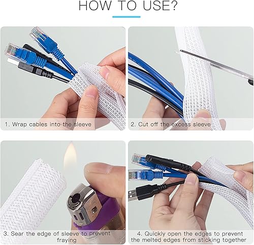 Miniatura 6 de AGPTEK Funda para cables, 10 pies - 1.5 pulgadas Organizador de cables para escritorio, ocultador de cables, gestión de cables para computadora, TV,