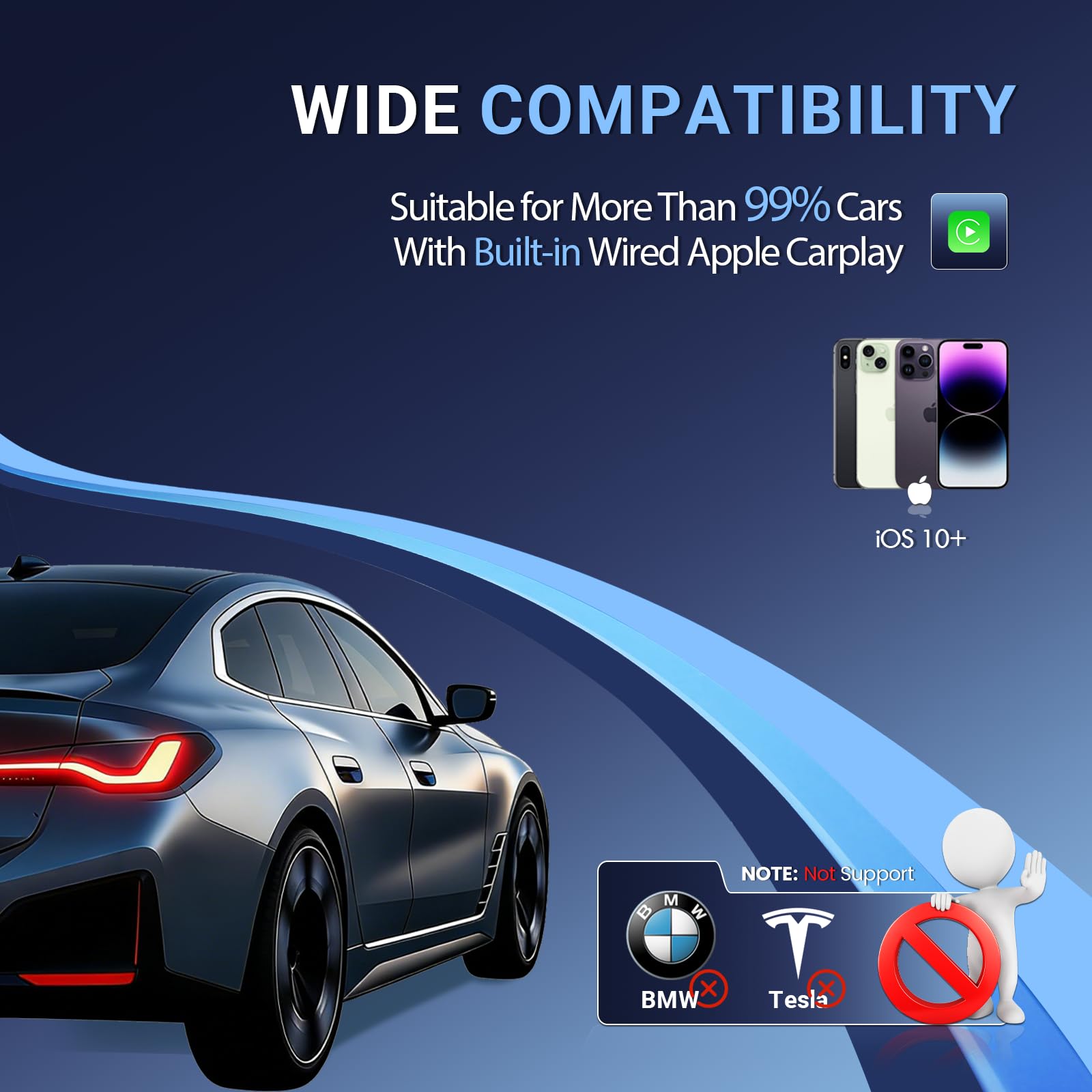 Mini Wireless CarPlay Adapter for Apple iPhone - Upgrade Wired CarPlay to Wireless, One-Tap Multi-User Switch, Plug & Play, Fast Auto-Connect (iOS 10+) — view 9