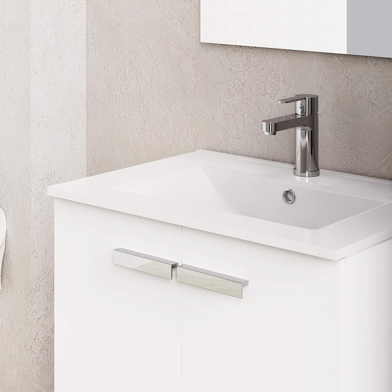 Baikal Mueble de Baño Neo, Dos Puertas, Mueble con Patas. Varios Acabados y Medidas. Melamina 16mm. Mueble MONTADO. 2 Puertas con Espejo 60 cm Blanco Mate