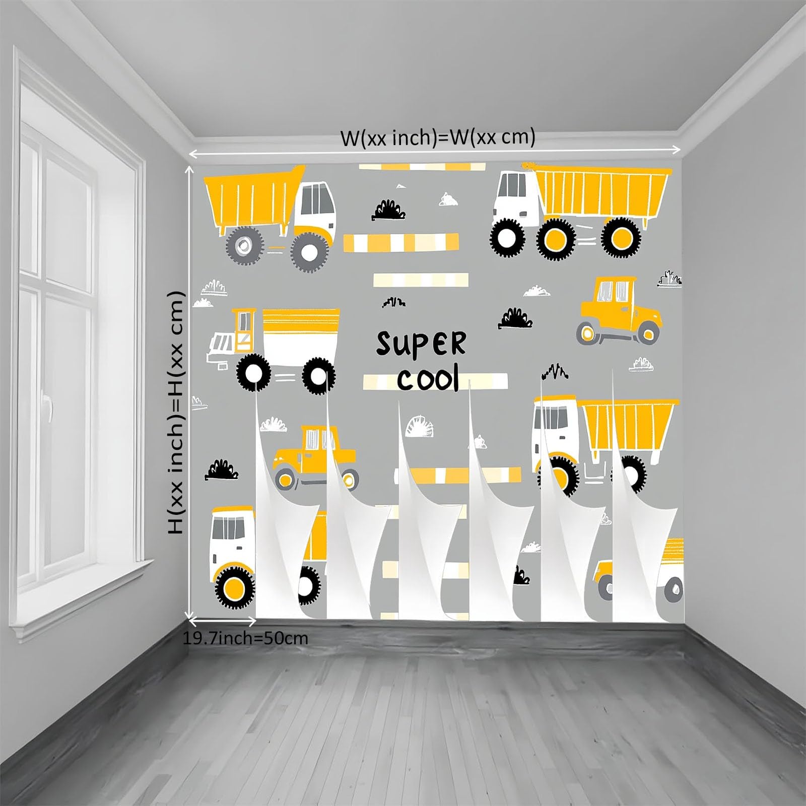 Panoramiczna tapeta 3D 350 x 256 cm kreskówki, zabawki z budownictwa, tapeta z włókniny, duży plakat ścienny do salonu, dekoracji pokoju dziecięcego, łatwy montaż, szara