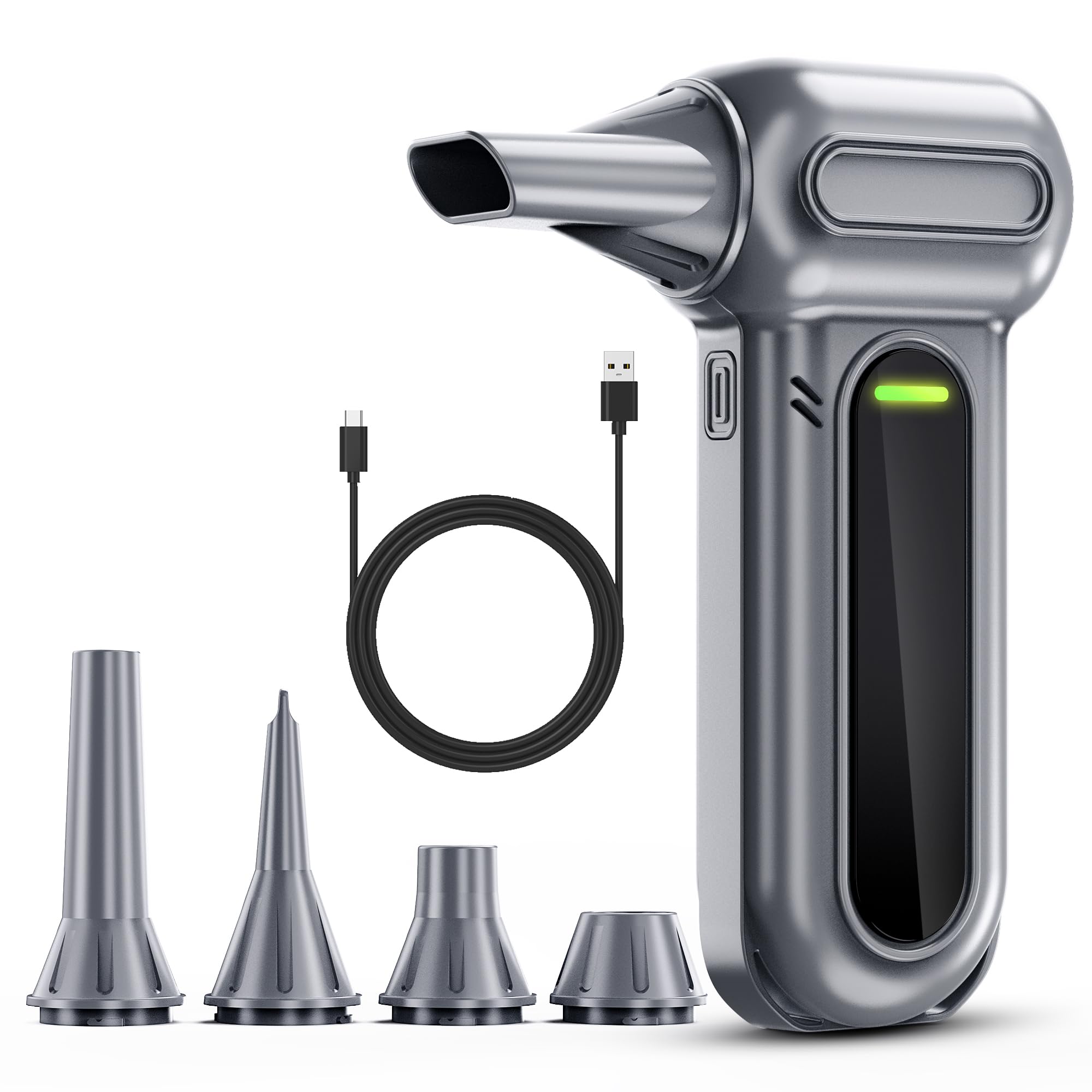 Elektrische Staubgebläse, Pro Elektrische Druckluftspray für PC Reinigungsset, 3-Gang 150000 U/min Air Duster mit Licht, Reinigung für PC, Elektronik, Sofa, Auto, Bürogeräte