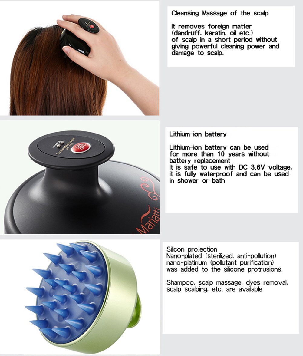 Amazon.com: Electric Scalp Massager Hand Held Hair Care Shampoo Stress  Relax Vibrating 110-220V (Black) : Health & Household