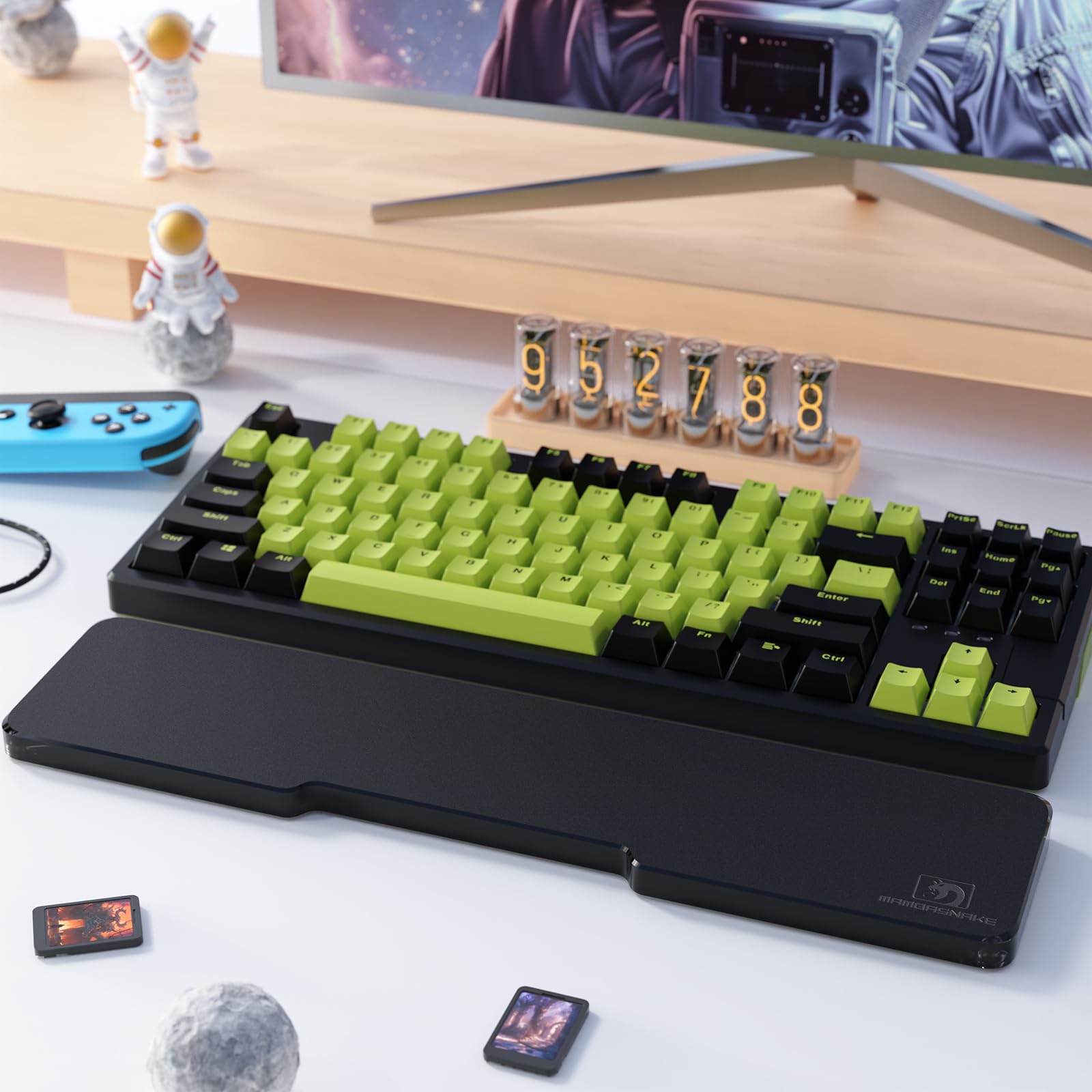 TENKEYLESS Repose-poignet en acrylique pour clavier mécanique, base antidérapante, repose-poignet pour clavier d'ordinateur, ordinateur portable, bureau et maison, saisie facile (noir)