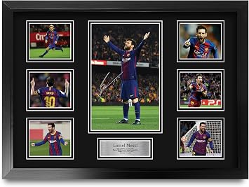 HWC Trading Lionel Messi Printed Memorabilia Signed Autograph Photograph Display for Football Fans and Supporters - A2 Framed ID-006534