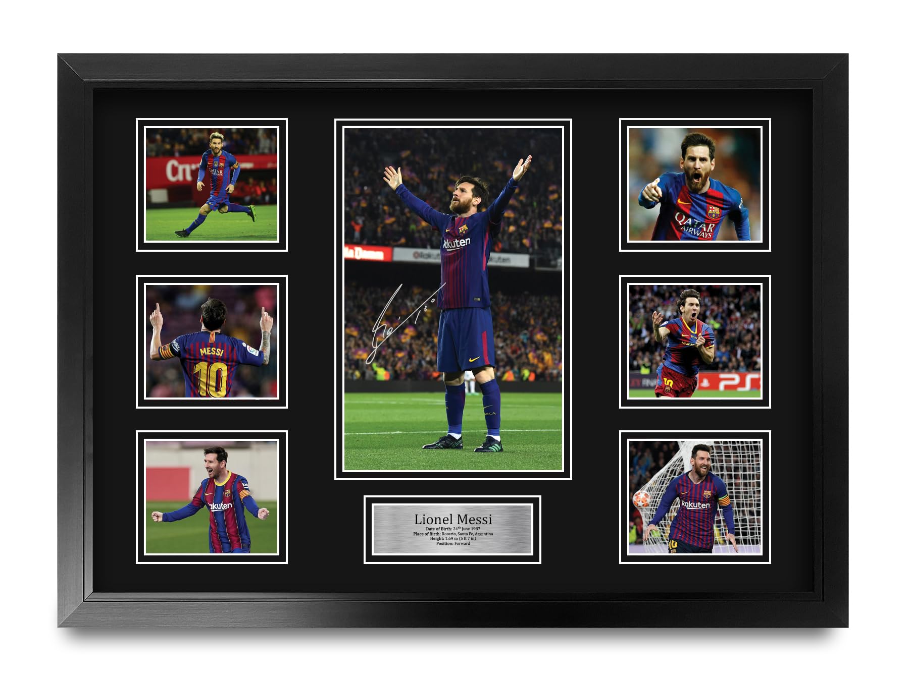 HWC Trading Lionel Messi Barcelona Printed Memorabilia Signed Autograph Photograph Display for Football Fans and Supporters - A2 Framed (ID-006534)