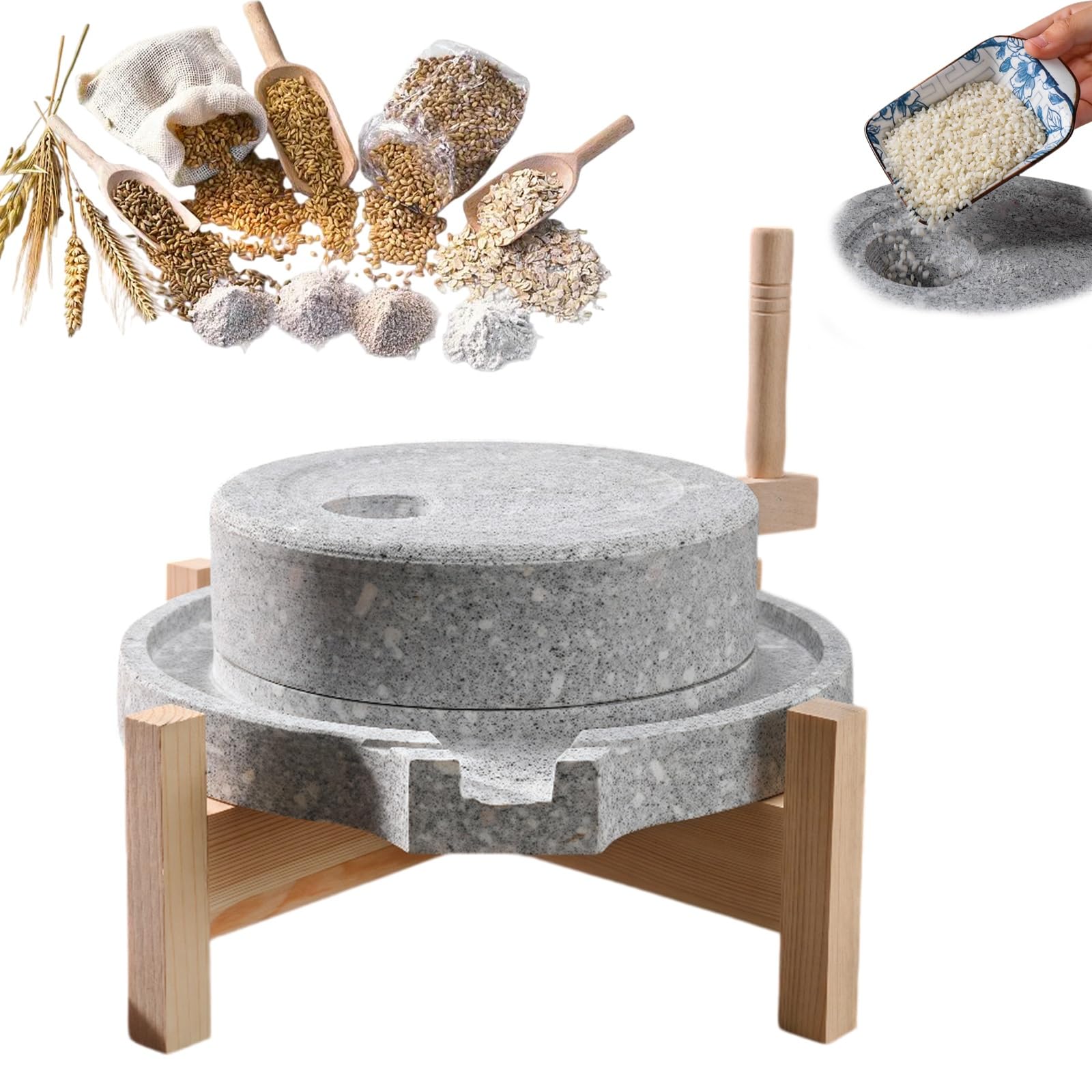 Moulin à grains de pierre manuel en granit pour farine de maïs, riz et épices