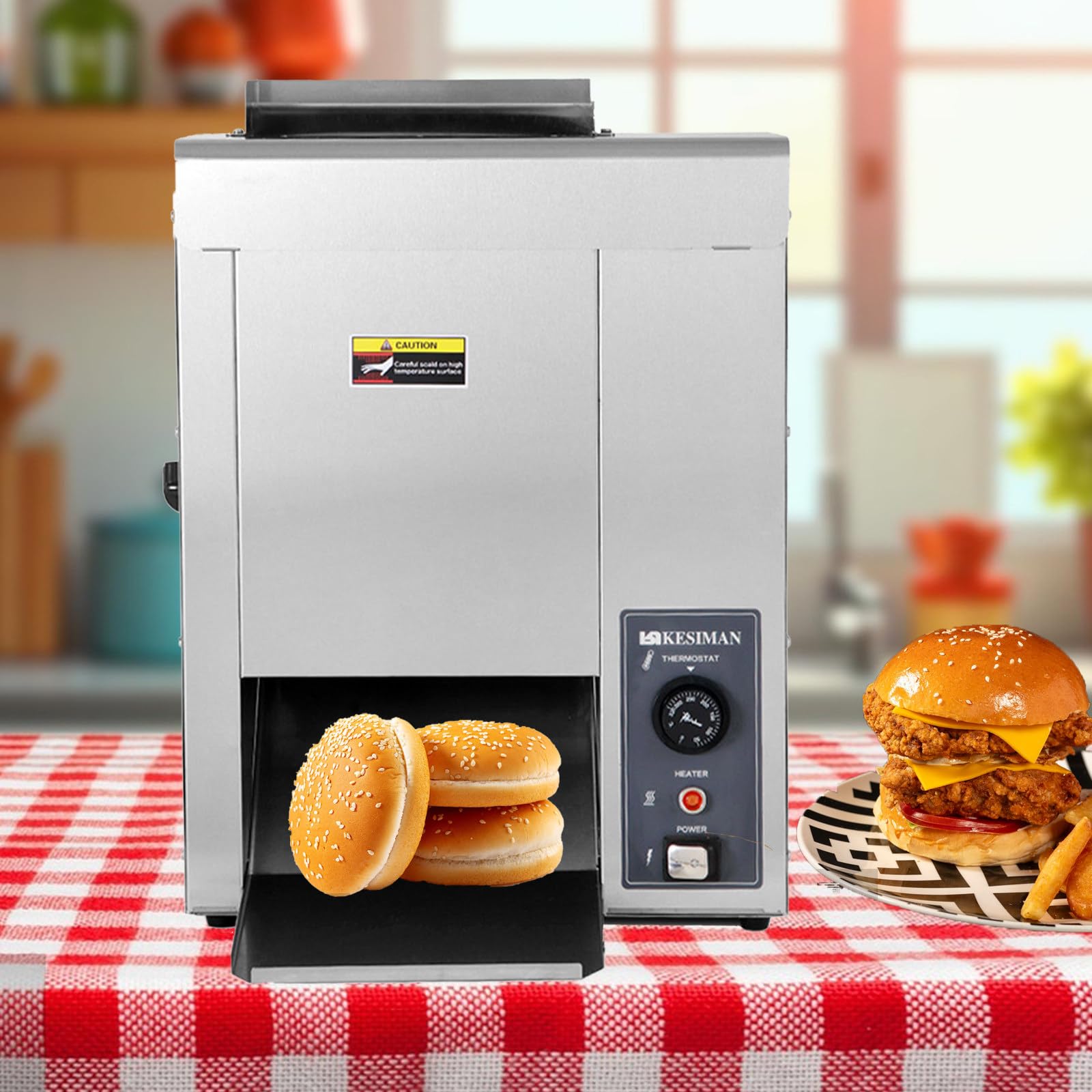 Tostadora Transportadora, Máquina Automática para Hornear Hamburguesas, Ajuste de Temperatura 50-300 °C, Ajuste de Perilla,para panecillos de Hamburguesa for hamburgueserías