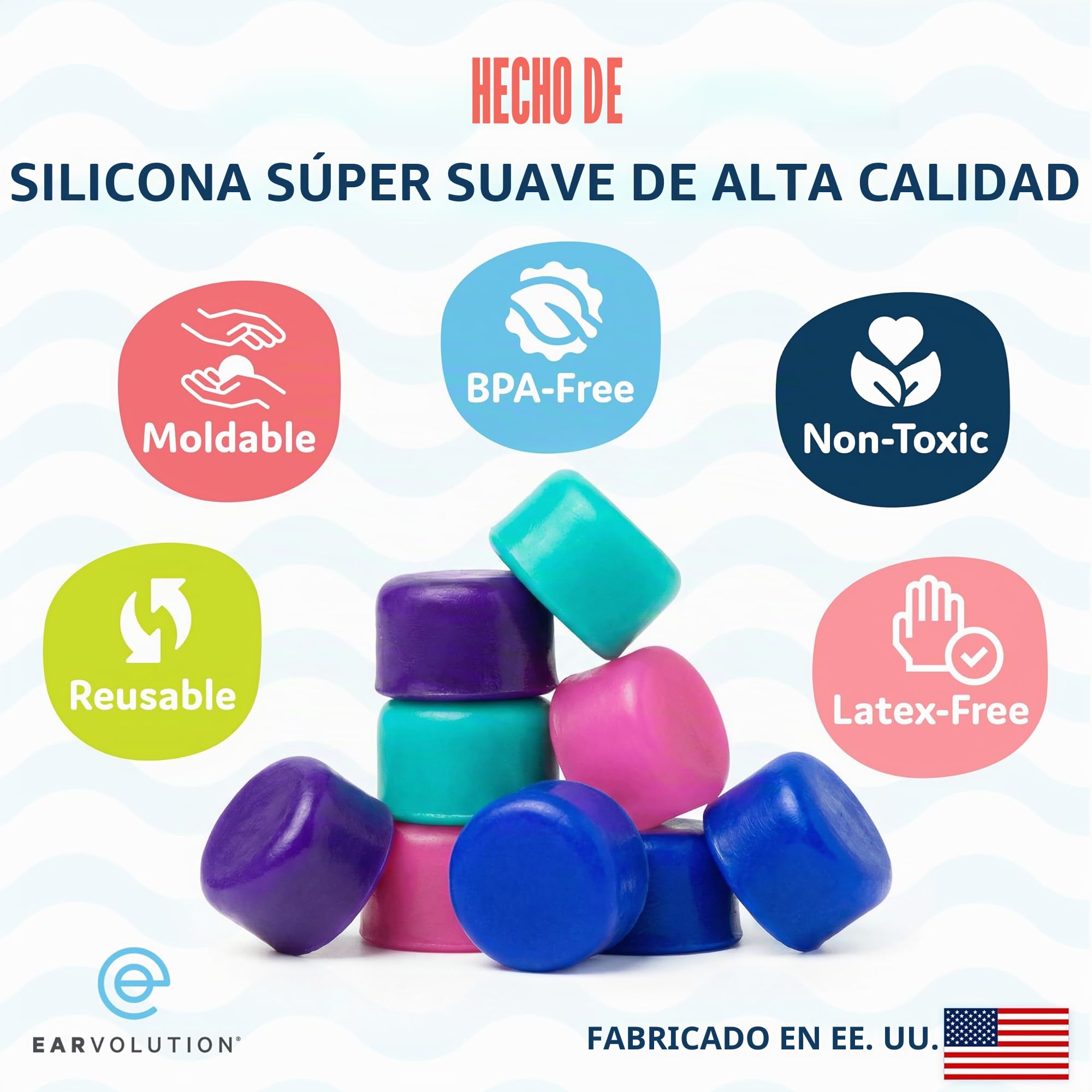 Putty Buddies Tapones para los oídos de natación originales 3 pares Púrpura
