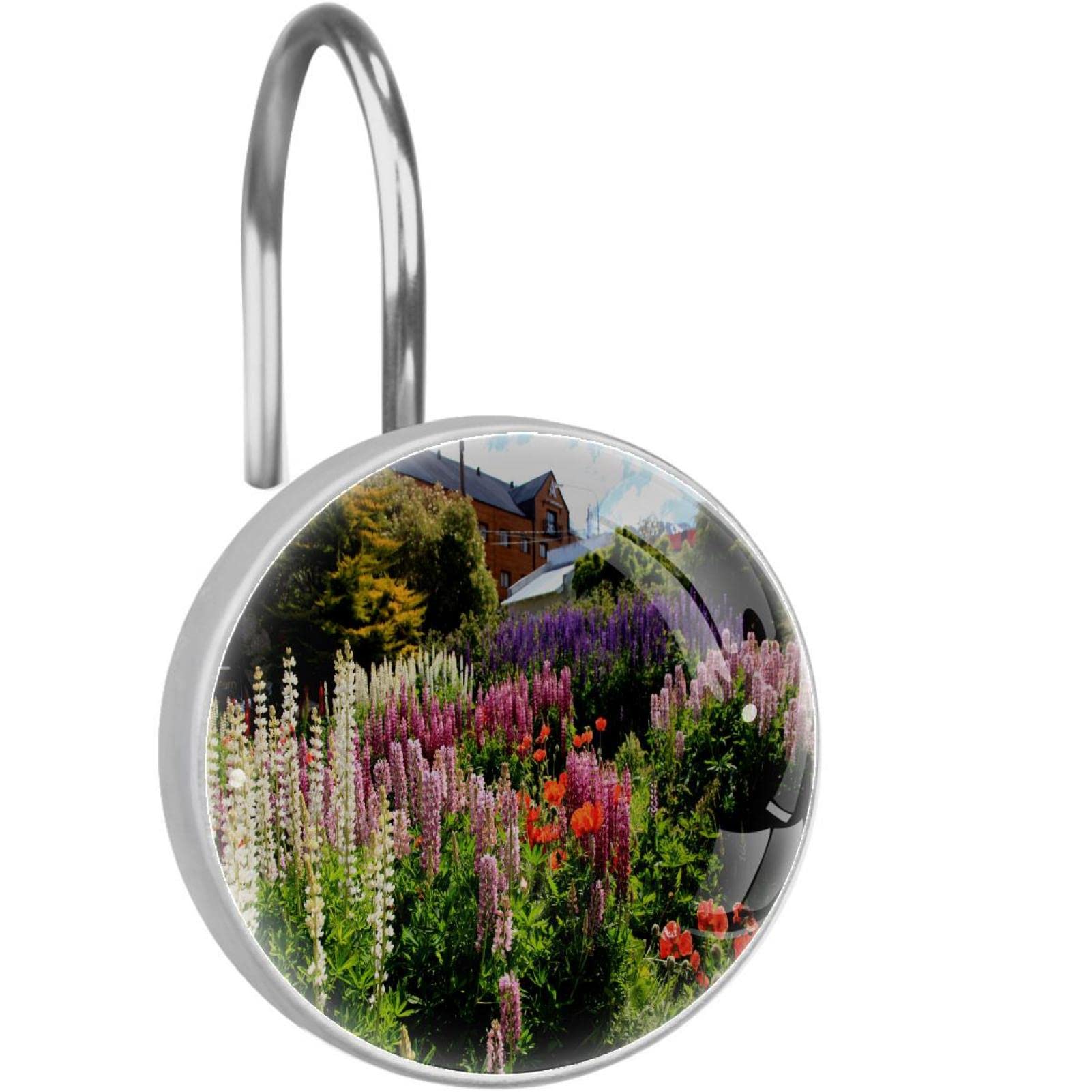 Crochets de rideau de douche en acier inoxydable robustes Flower Garden in Ushuaia