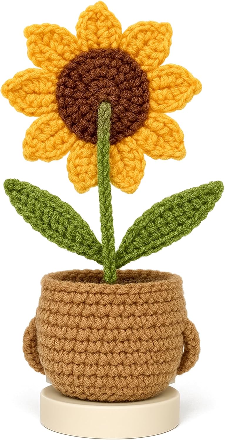 Mothers Day Gifts for Mom from Daughter, Son - Moms Birthday Gift Ideas, Birthday Gifts for Moms, Mothers - Positive Crochet Sunflower Handmade