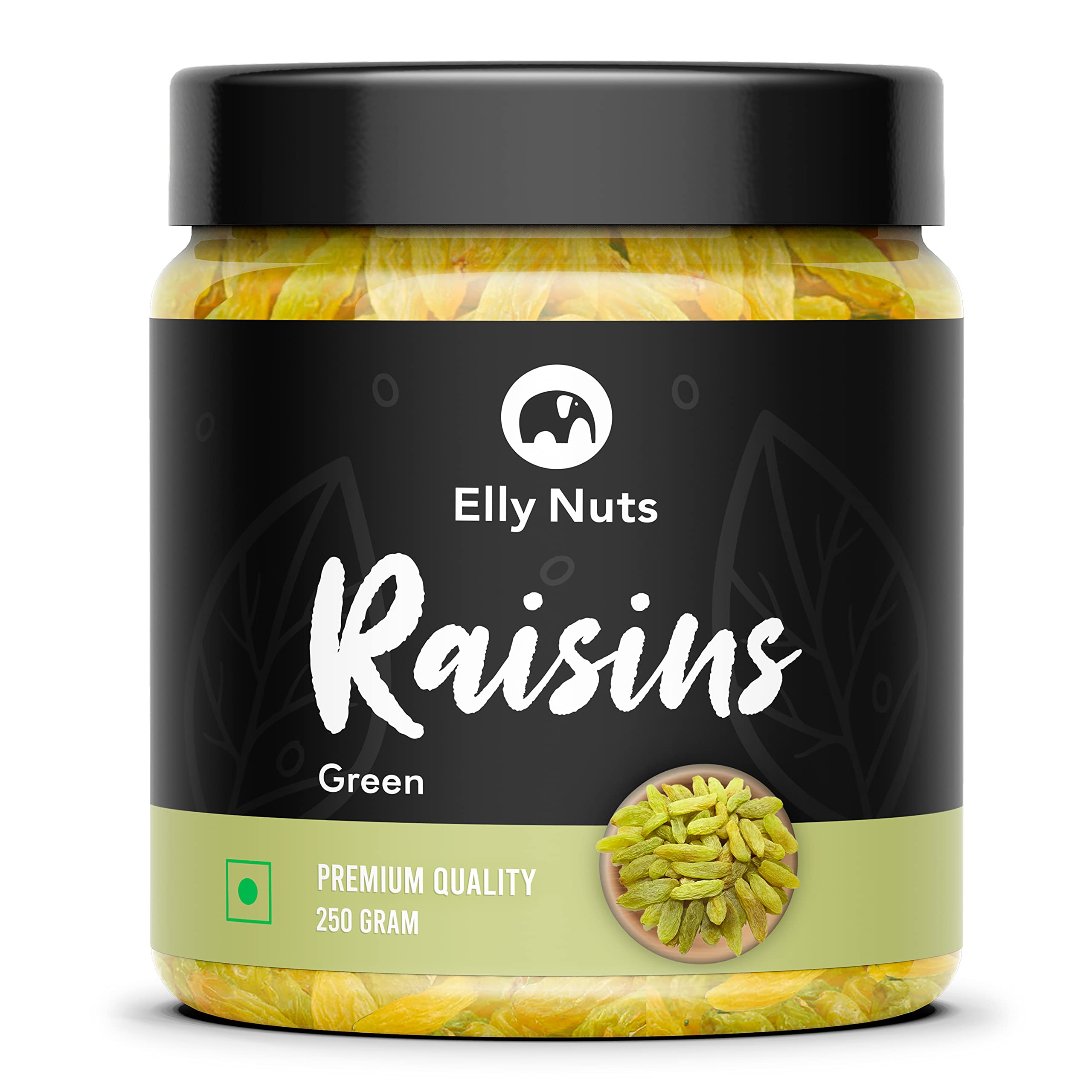 Elly Nuts Green Afghani Raisins |Hari Kismish 250 gms | Dried Green Raisins |Seedless Green Raisins Healthy Routine Diet - Dry Fruit [Jar Pack] Kismis For Every Occasion and Gift, Healthy Routine Diet Draksha, Kishmish - Diwali Gift Pack