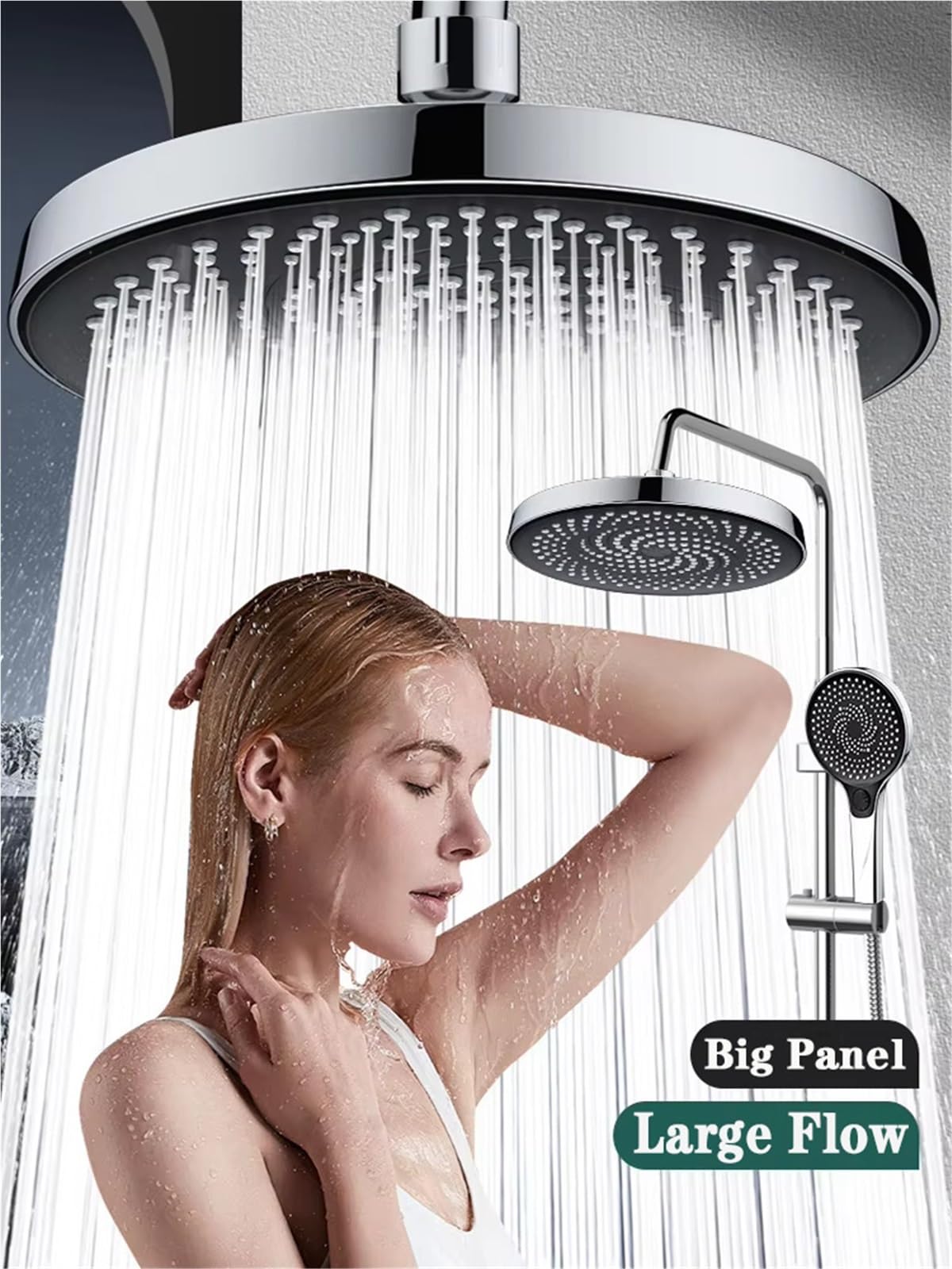 Cabezal de ducha tipo lluvia Presión del cabezal de ducha con ahorro agua y panel grande 275 mm
