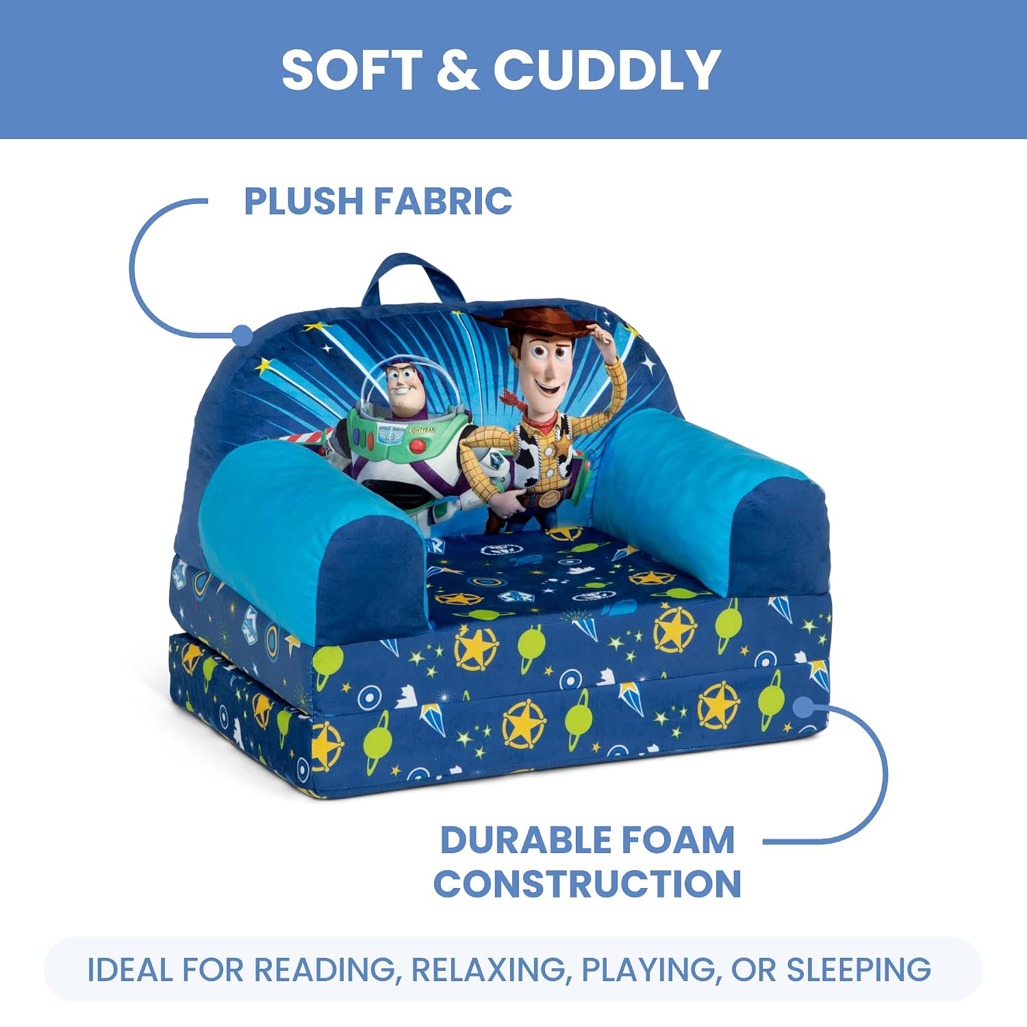 Delta Children - Toy Story Cozee Buddy Flip-Out Kids Chair, Blue