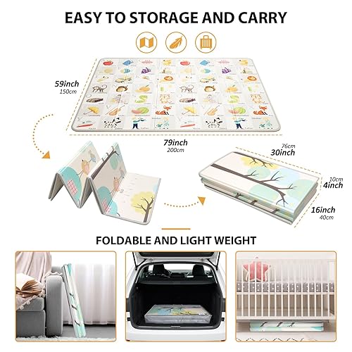 Miniatura 2 de Alfombra de juego para bebés de 78.7 x 59.1 in  Tamaño de 79 x 59 pulgadas  Área de juego segura, suave y estimulante para bebés y niños pequeños