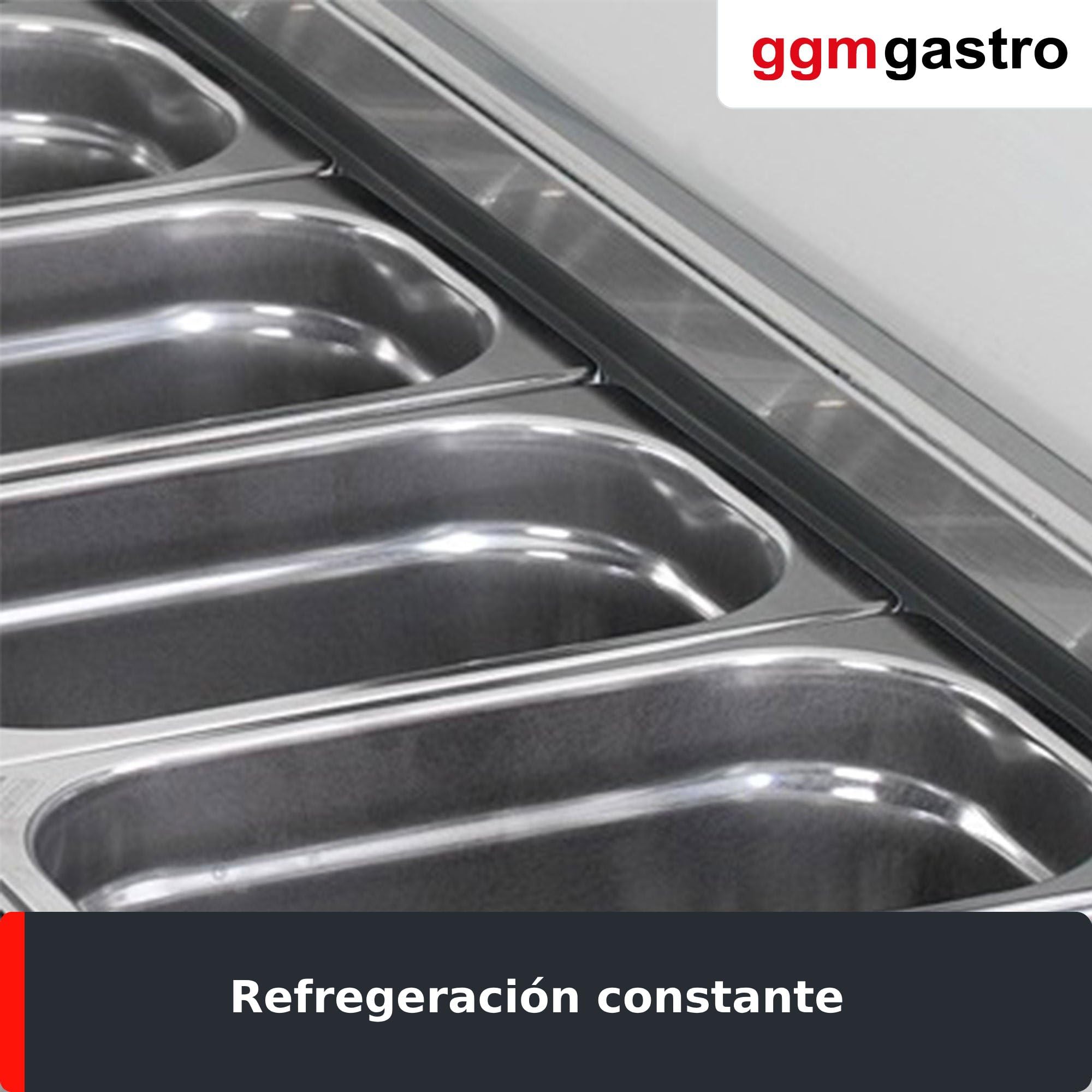 GGM Gastro Vitrina Refrigerada ECO - 44 Litros - Acero Inoxidable - Cubierta de Vidrio - Control Electrónico de Temperatura - Termostato Digital - AGG153ND#07