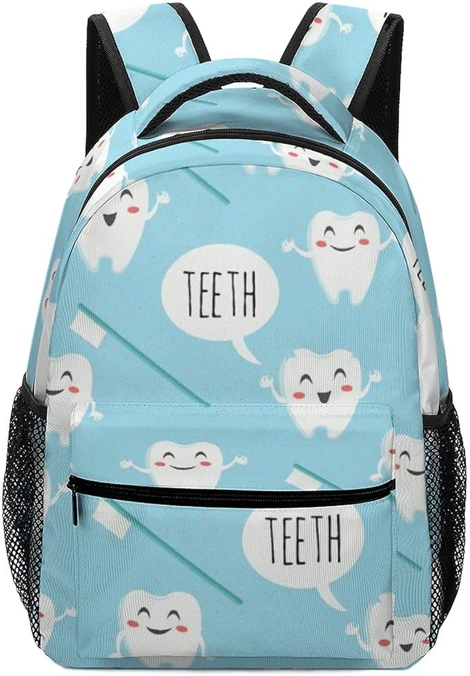 Dental Teeth Sky Blue Kids Backpack School Bag Travel Daypack for Girls