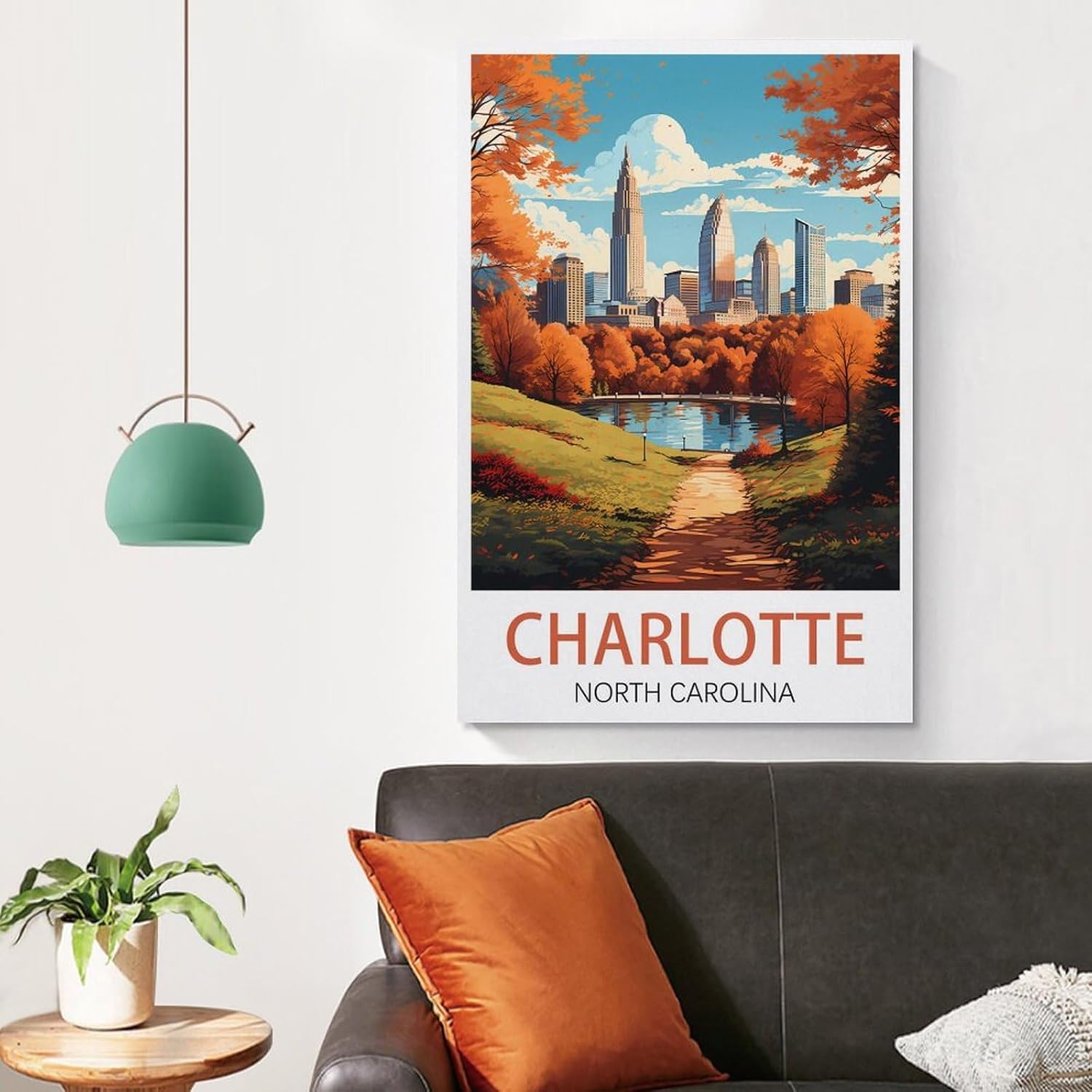 Charlotte North Carolina Vintage Travel Posters 16x24inch(40x60cm) Canvas Print for Living Room, Bedroom, Dorm, Home, Office Wall Decoration image 4