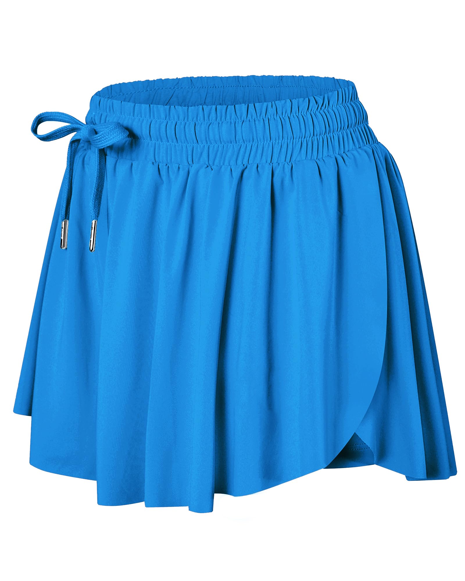 Wsirmet Flowy Shorts for Women Butterfly Shorts 2 in 1 Athletic Workout Gym Biker Running Shorts with Pockets