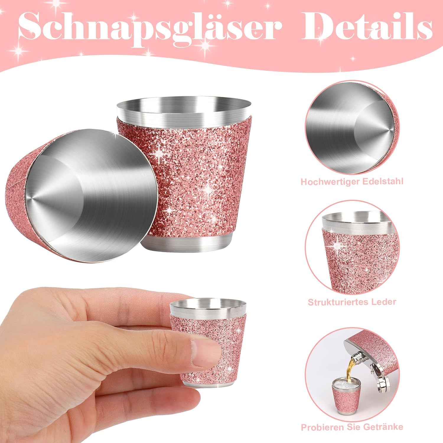 Piersiówka ze stali nierdzewnej i lejek mały kubek różowy kubek do wódki z 2 sztukami kieliszków do wódki stal szlachetna piersiówka skóra 8oz/240 ml Hip Flask na podróż JGA impreza jako prezent