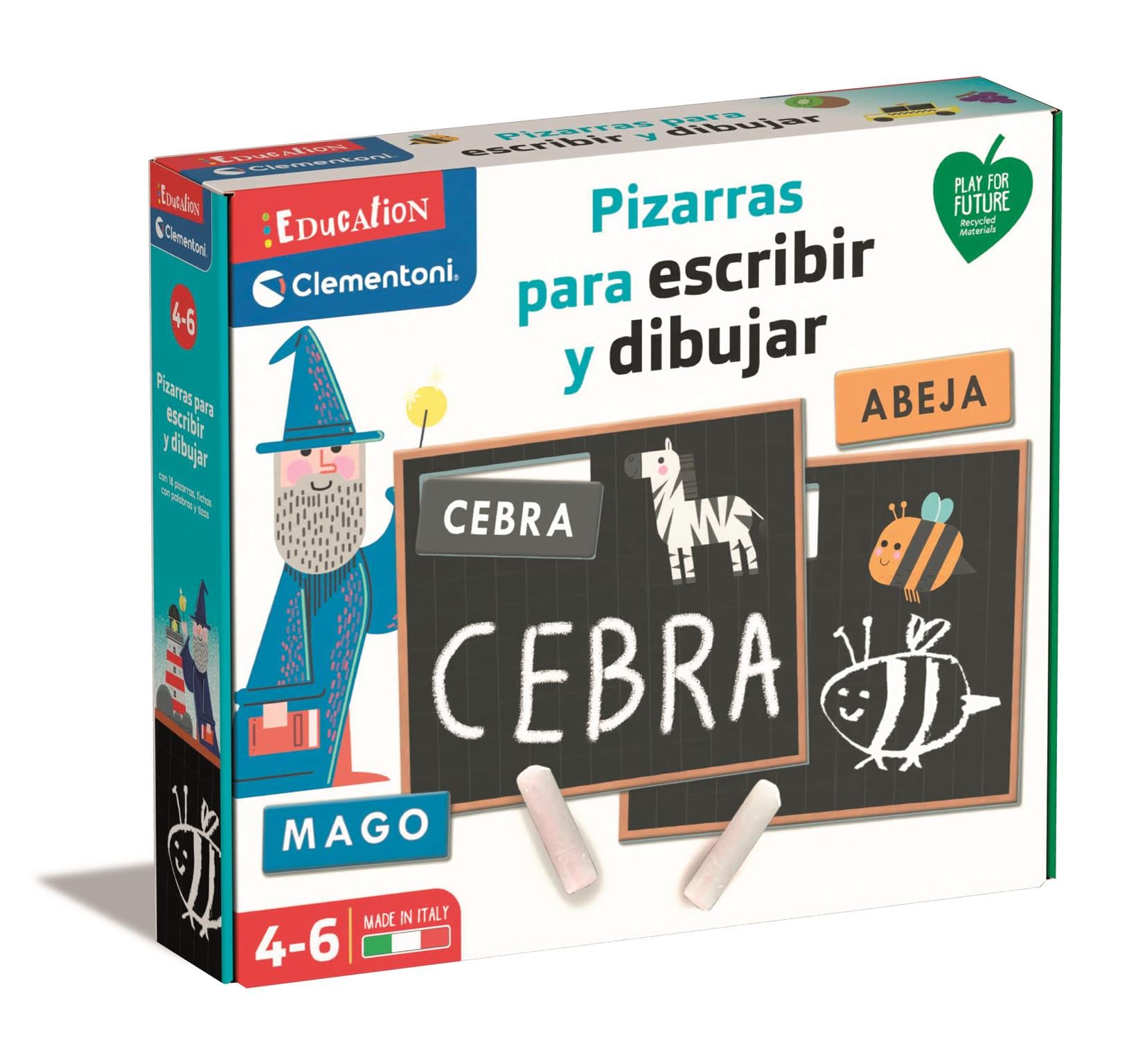 Clementoni - Playing Learning Writing with Chalk +4 years, Multicolor (55458)