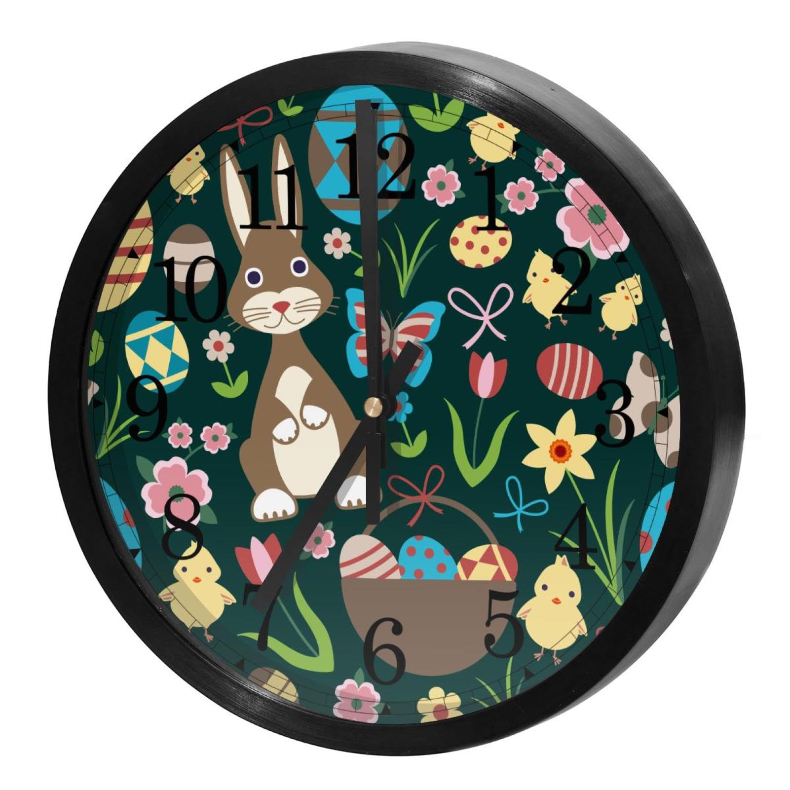 Horloge murale silencieuse à quartz fleurie ronde pour la maison