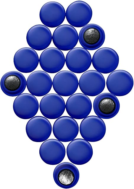 Small Blue Planning Office Magnets for Fridge, Whiteboard, Noticeboard, Filing Cabinet - Pack of 24