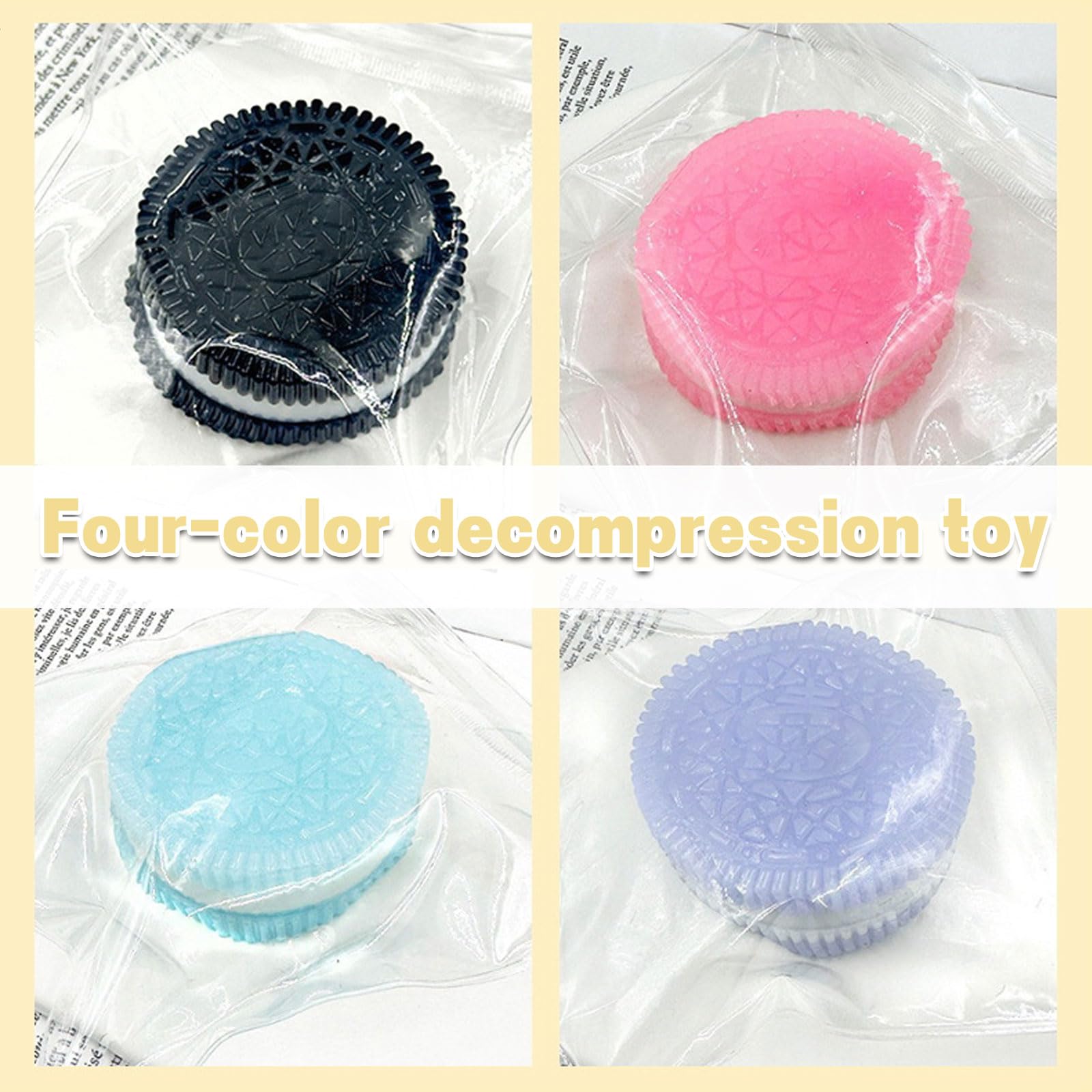 GWAWG 4 Pcs Biscuit Stress Relief Toy, Squishy Anti-Stress Toy, Taba Squishy, Handmade Silicone Stress Relief, Taba Squishy - Image 2