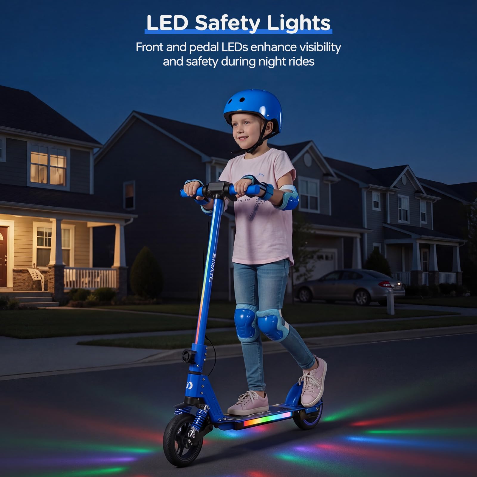 S5 Trottinette électrique Pliable pour Enfants de 6 à 14 Ans avec éclairage LED, pneus Tout-Terrain de 6,5", jusqu'à 14 km/h, pour Enfants de 6 à 14 Ans, Bleu