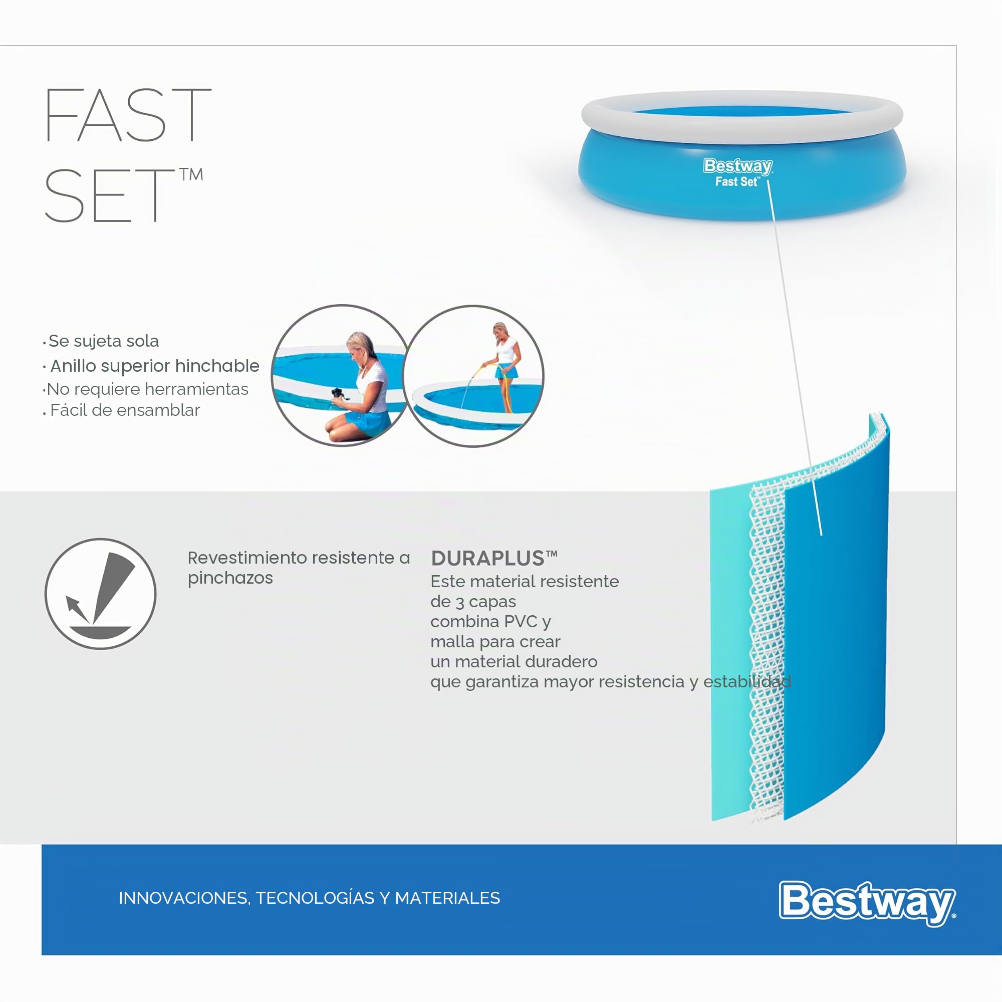 BESTWAY Kit Piscine ronde autoportante O3,66 x H0,76m
