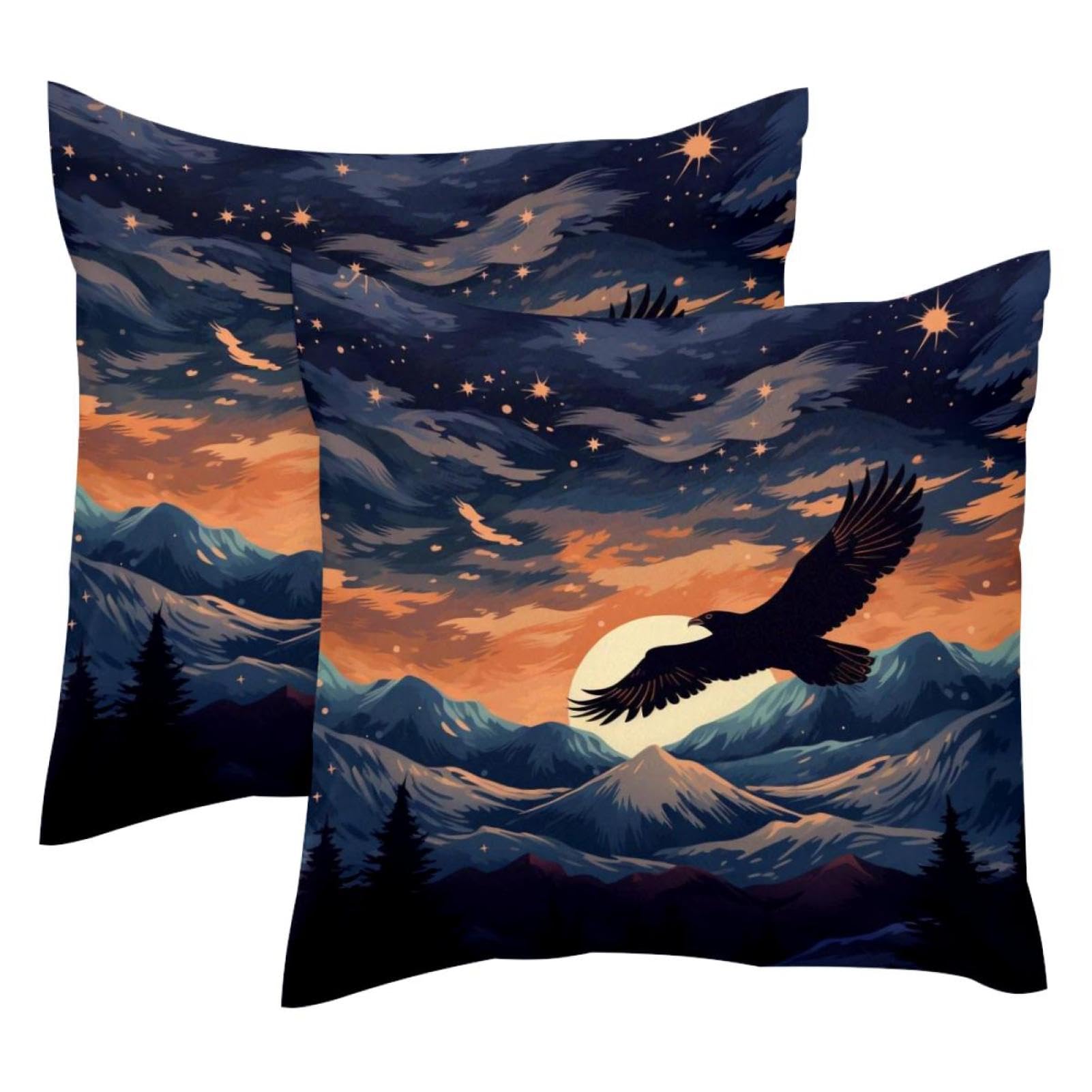 Housse de coussin en velours 50x50 cm avec motif aigle haute définition