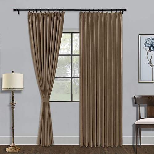 Miniatura 14 de Fcosie Cortina opaca para dormitorio, paneles de cortina con textura de lino, cortinas plisadas para oscurecer la habitación, bloqueo de luz, Verde