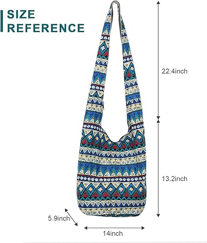 Miniatura 3 de Bolsos cruzados para mujer, de lona, estilo hippie, estilo hobo, bolso de hombro grande, estilo retro, bandolera, hechos a mano