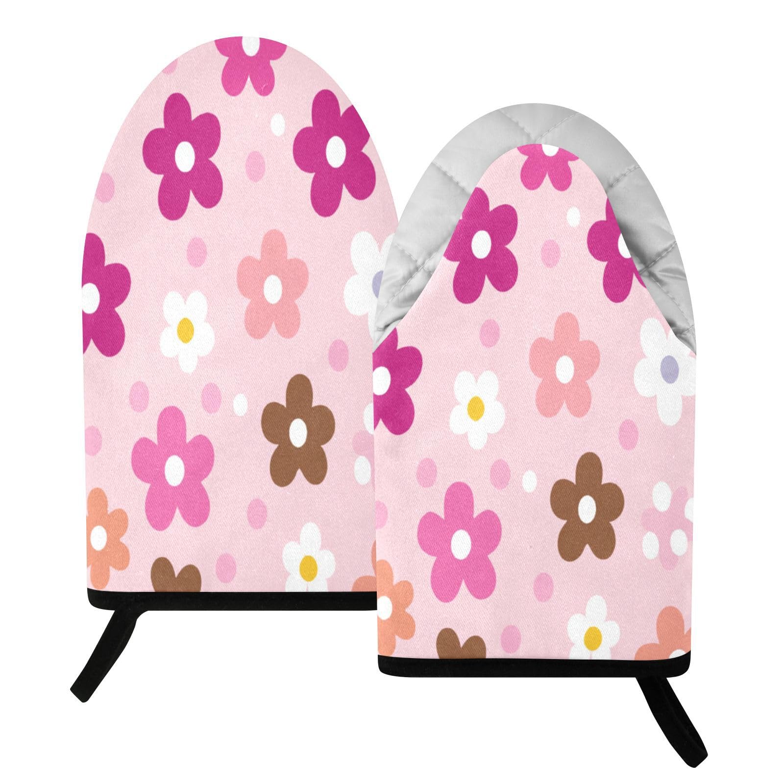 BURSTDDY Flowers Oven Mitt,Heat Resistant Kitchen Mitts for Cooking
