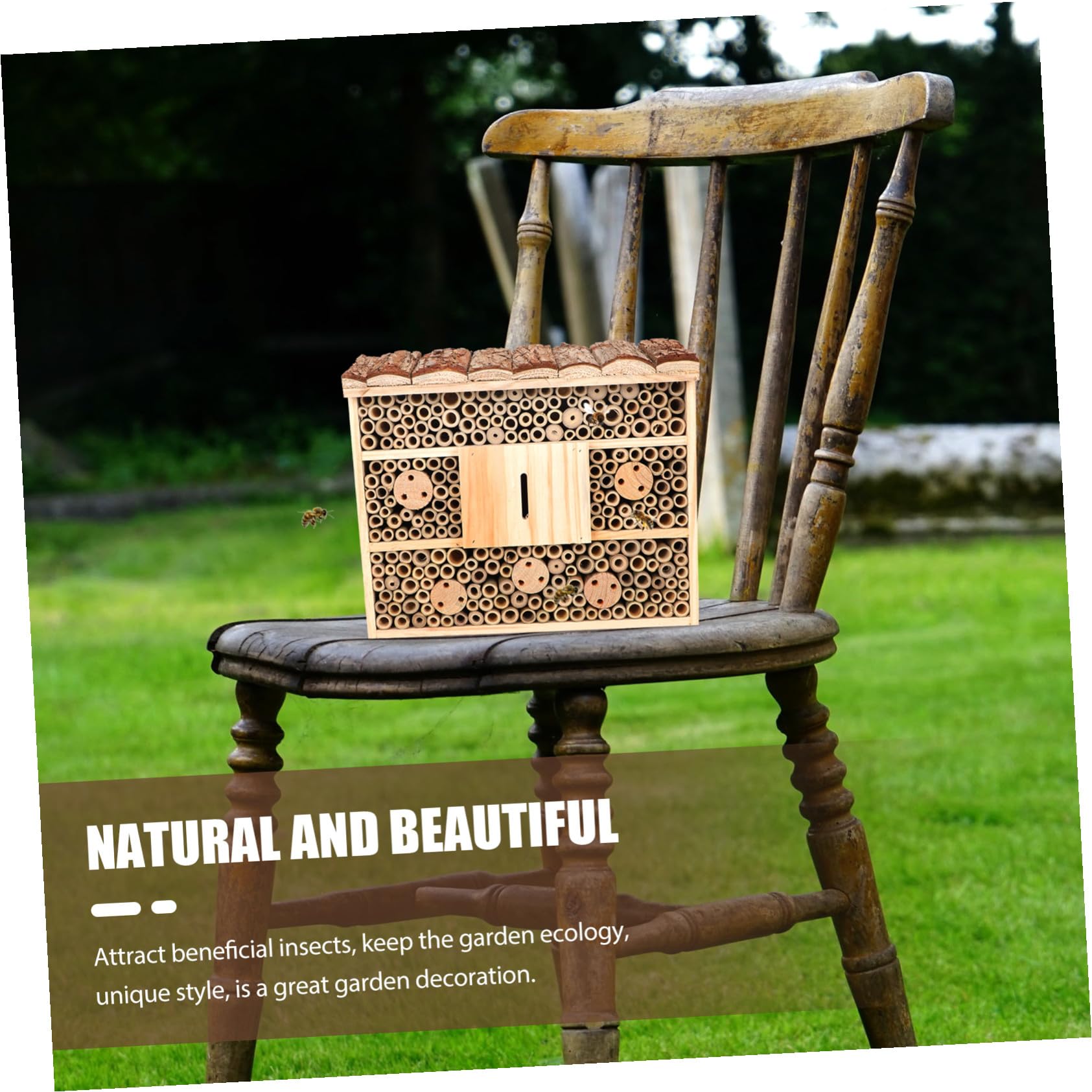 Abaodam Casa delle Api Decorativa in Legno per Giardino e Terrazza, Habitat Naturale per Insetti e Farfalle, Casetta Accogliente per Apicoltura e Arredamento Esterno