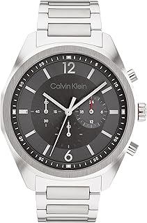 كالفن كلاين, ساعة ستانلس ستيل بمينا رمادي للرجال من فورس - 25200264، تناظري