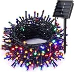 IShabao Éclairage des chaînes solaires en plein air, 33ft 100 LED Lumières de fée solaire 8 Modes Imperméable pour Jardin, Patio, Maison, Fête, Mariage, Vacances, Arbre, Wreath, Décor extérieur (blanc chaud)