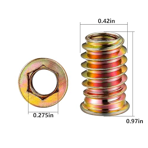 Miniatura 10 de Wensilon 200 tuercas de herraje de 14 de pulgada, 200 piezas de tuercas de madera, perno de tornillo, conector de fijación roscado, unidad de