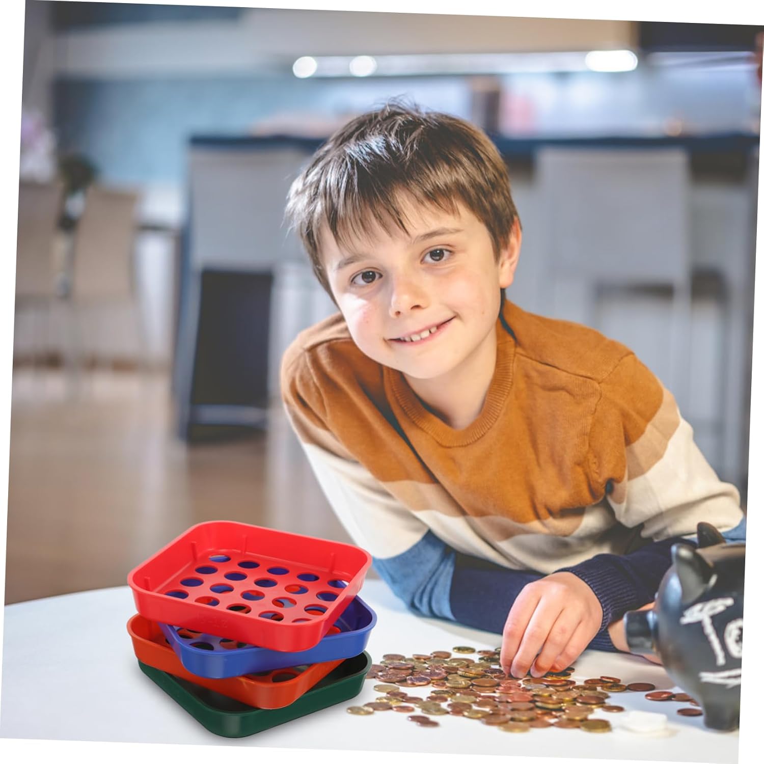 コイン仕分けトレイ コインオーガナイザー 4色 5セット プラスチック製 各種コイン用処理ツール