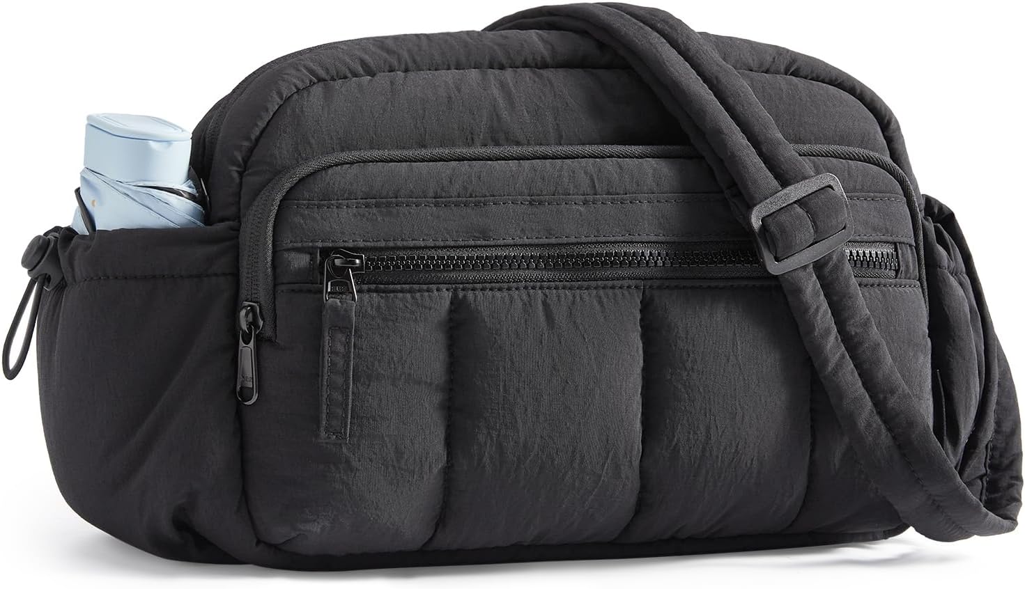 Anti Theft Crossbody Bags for Women Travel Purse, Medium Quilted Puffy cross body bag, Handbags Shoulder Purses, Black-medium