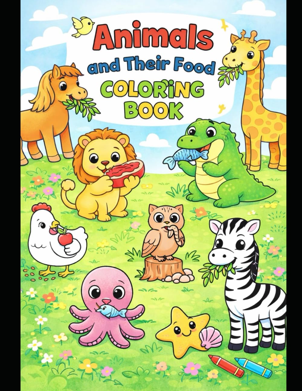 Animals, Birds, and Their Food : A Fun Colouring Book for Kids Aged 3 to 8 yrs