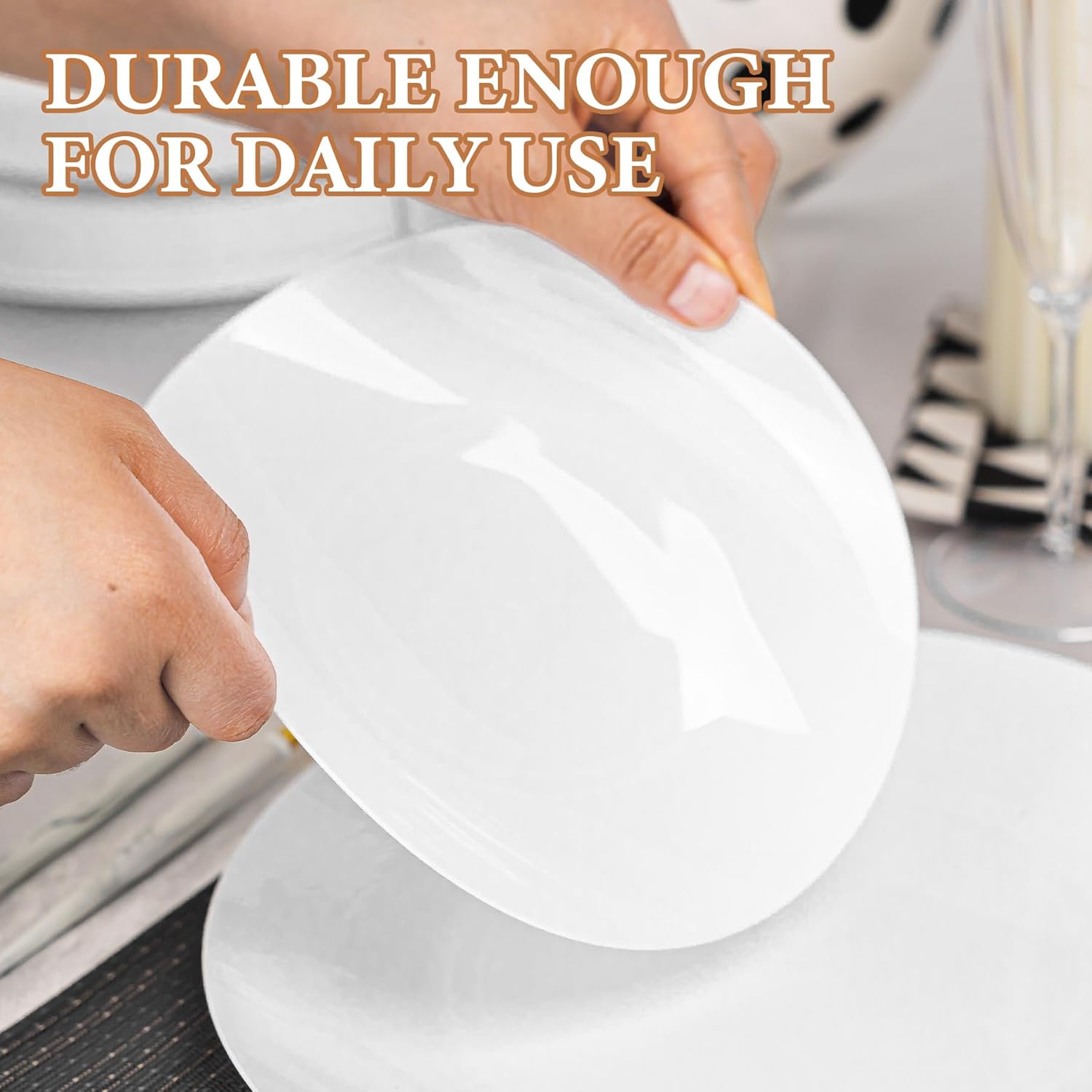 Lullaby 100PCS White Plastic Plates, Disposable White Plastic Plate, 50PCS Dessert Plates 7" and 50PCS Dinner Plates 10", Perfect for Party Wedding and Daily Use