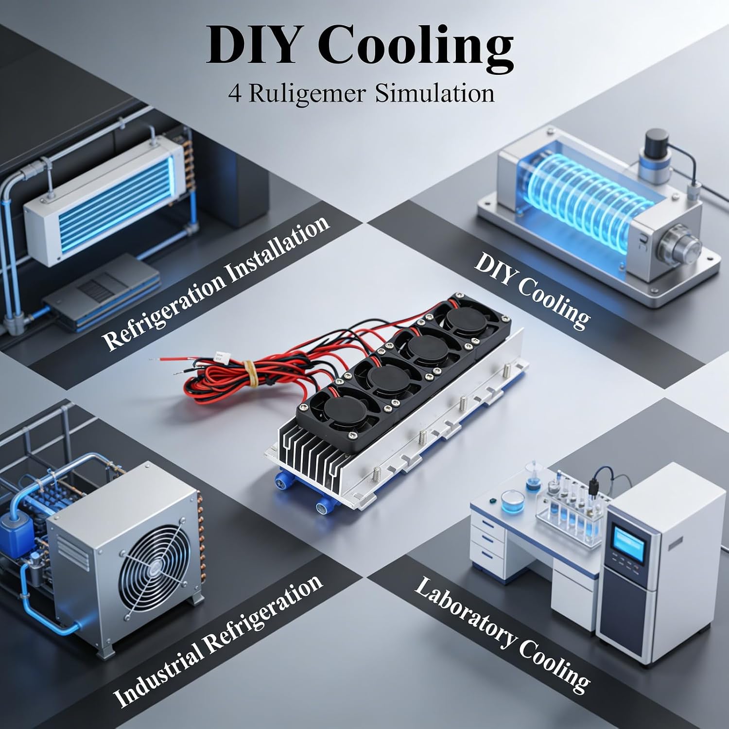 Thermoelectric Cooler Generator, 4 Core Air Cooler Module, DC 12V 30A - High Speed Refrigeration, Efficient Heat Dissipation Technology, Ideal for Semiconductor Cooling