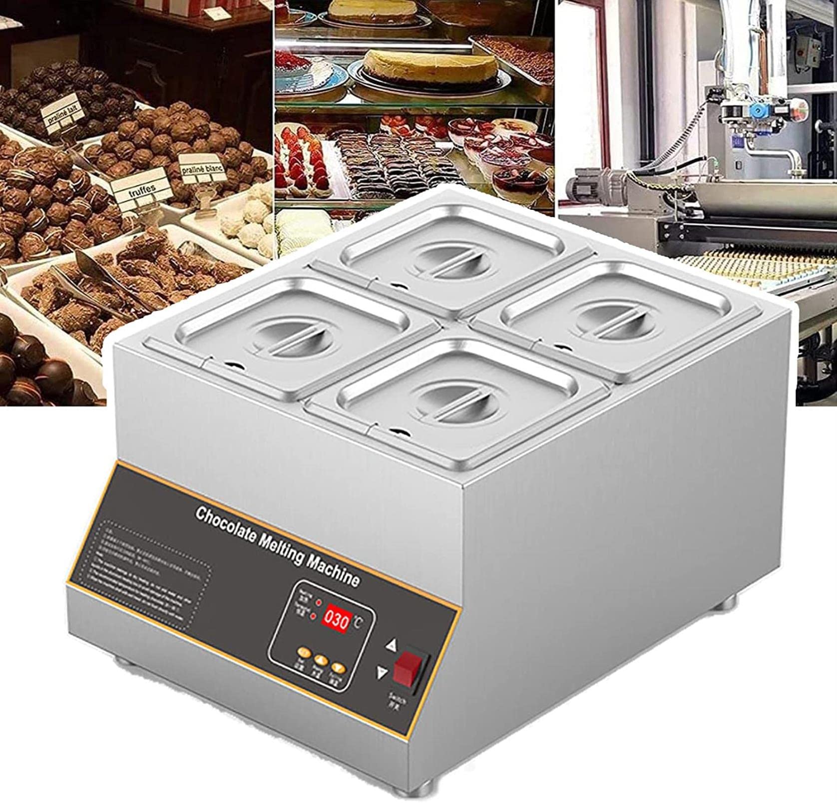 AYCDL 500w Air Heating Chocolate Melting Machine, 0-85℃/ 0-185℉ Adjustable, 12kg Capacity, for Chocolate Cheese Fondue Chocolate,2cylinder,1cylinder,3cylinder