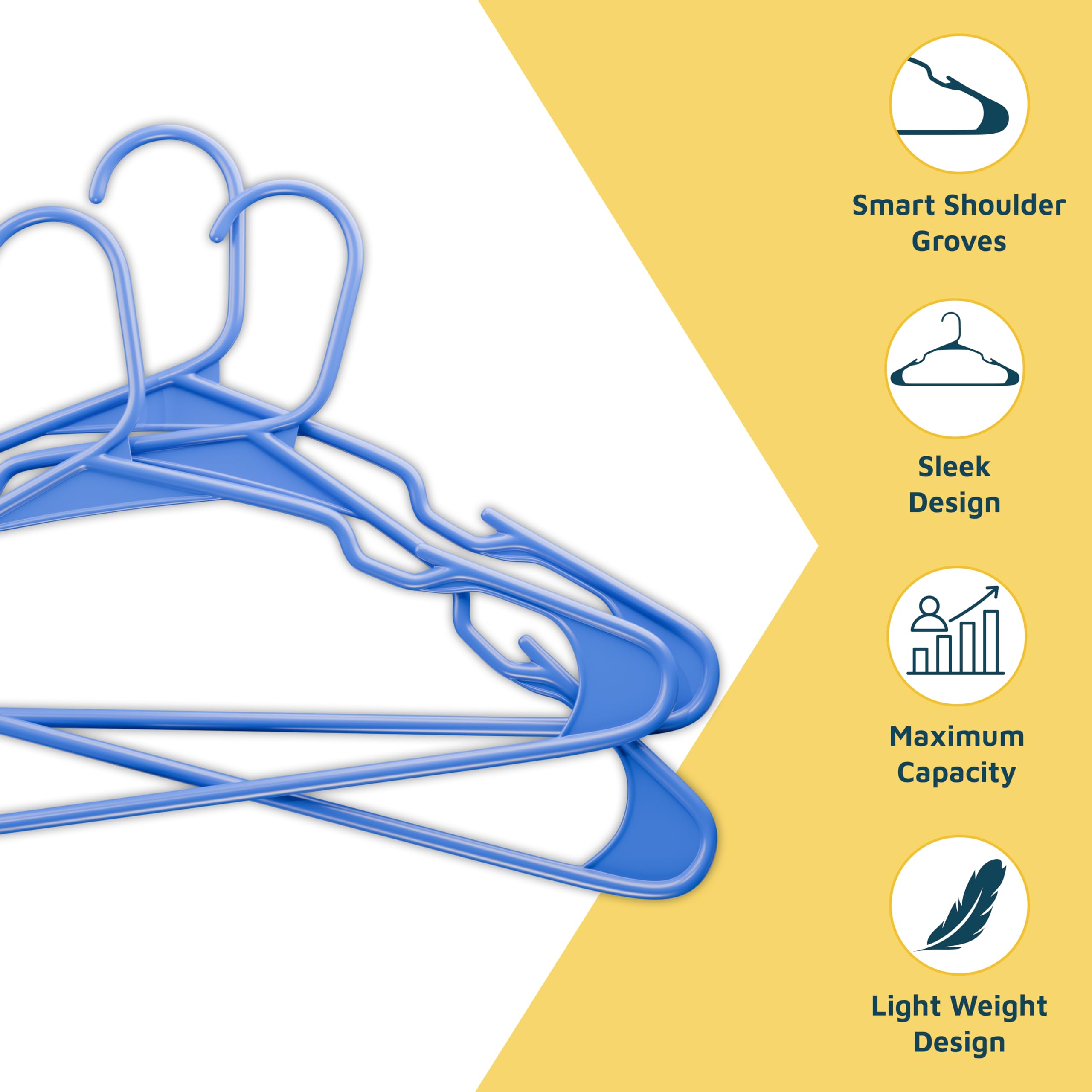 Lifemaster Kleiderbügel aus Kunststoff - Robustes Kleiderbügel-Set, zum Organisieren von Kleidung, Kleidern und Mantel, hält bis zu 2,3 kg, platzsparende Kleiderbügel mit rutschfesten Schulterrillen