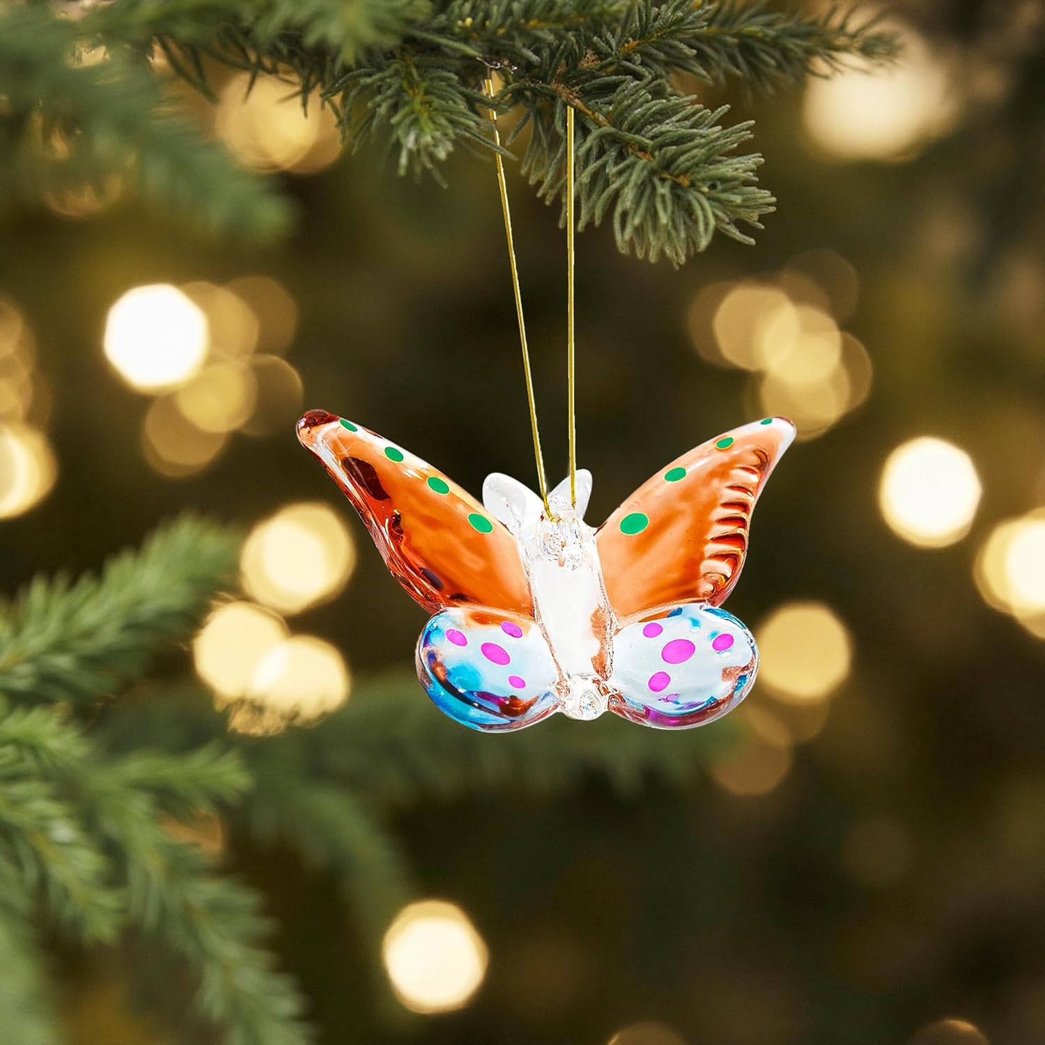 Set of 4 Christmas Crystal Butterfly Hanging Ornament 1.7in Glass Butterflies Ornaments Gifts for Christmas Tree - Image 8