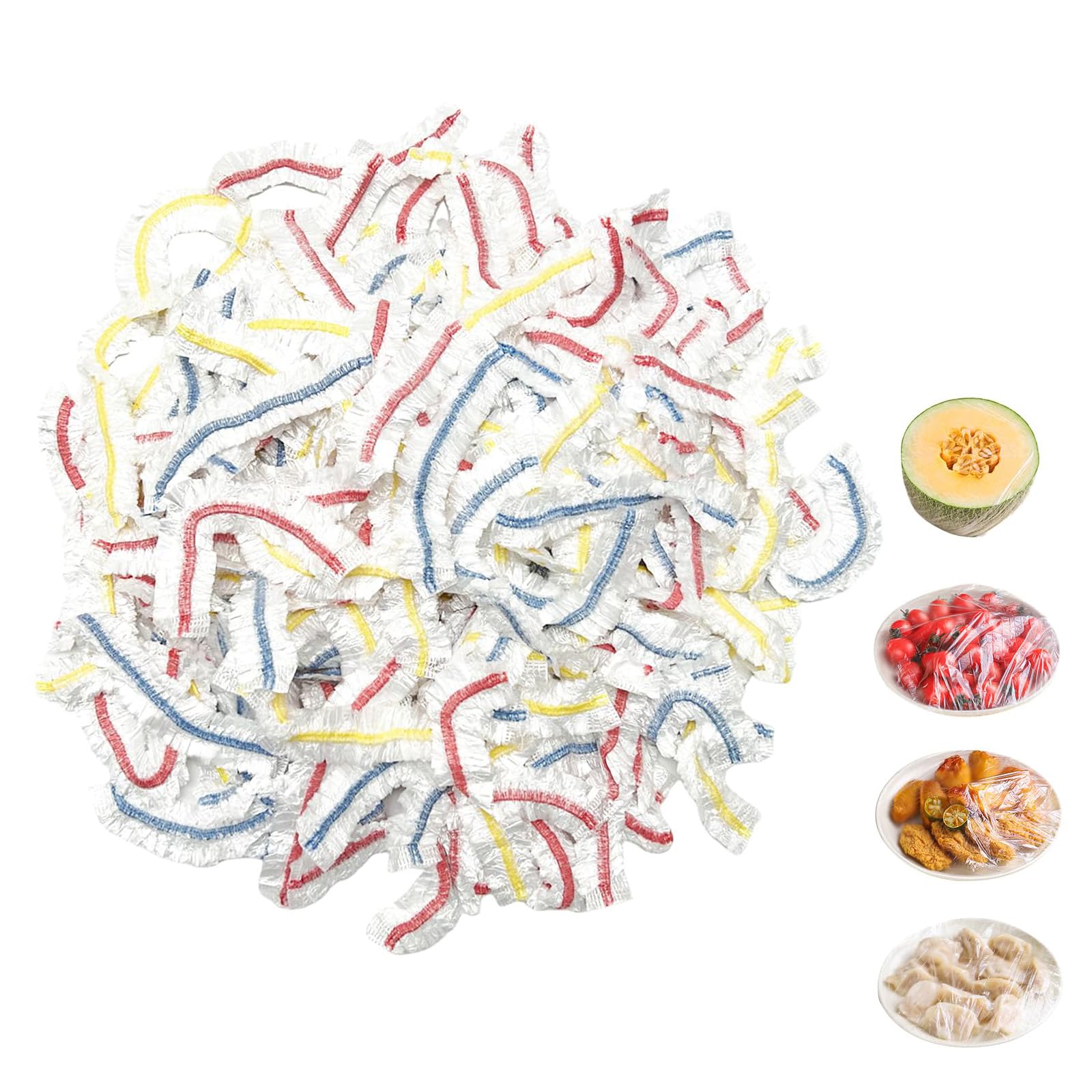 HUANYO Disposable Stretch Food Covers (43cm Large) - 200 Pack Elastic Plastic Wrap for Bowls, Plates, Leftovers, Fruits & Vegetables, Kitchen Food Storage Covers for Party & Home