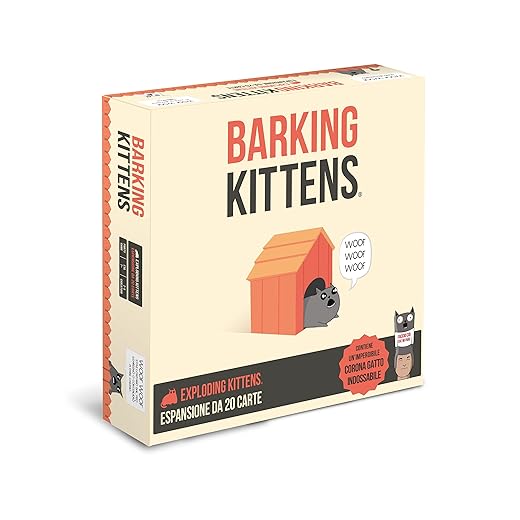 Asmodee - Barking Kittens, Espansione Gioco di Carte Exploding Kittens, Edizione in Italiano