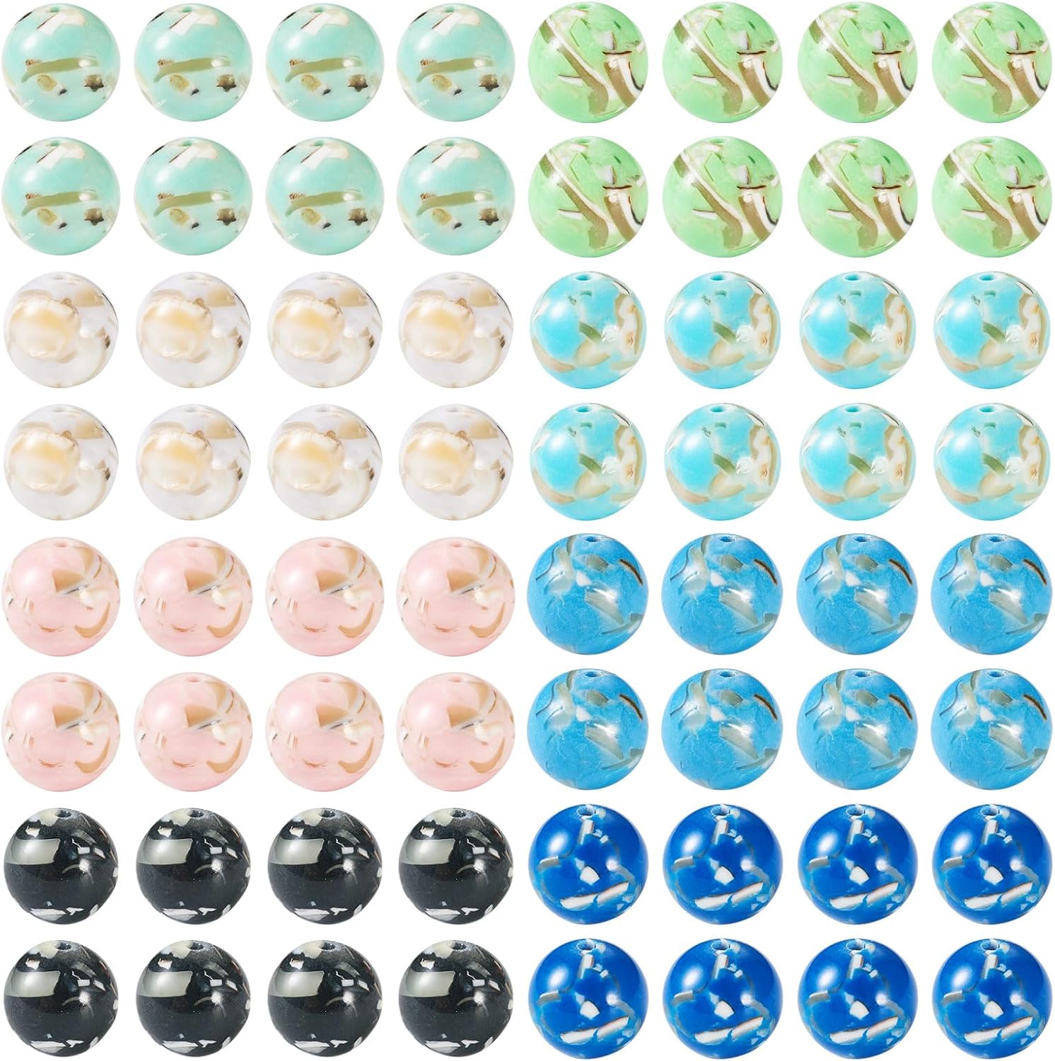 KISSITTY 80pcs 10mm Round Synthetic Gemstone Stone Beads Trochus Shell Loose Spacer Beads Bulk for Bracelet Necklace Earrings Anklets Jewelry Making DIY Crafts Gifts 8 Colors - Image 8