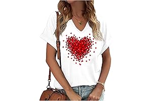 Valentine's Day V Neck T Shirts For Women